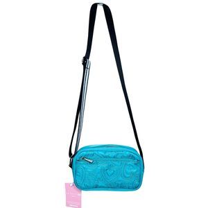SkinnyDip London Millie Hearts Nylon Turquoise Camera Bag - 8" x 5" x 3”